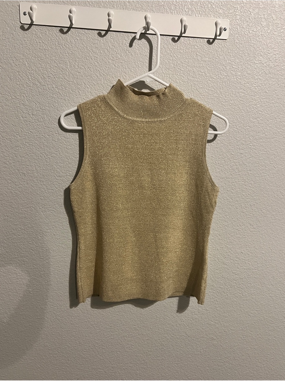 Sleeveless Metallic Mock Neck Silk Top - Gold